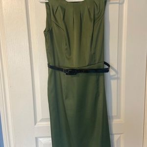 Emerald green satin dress